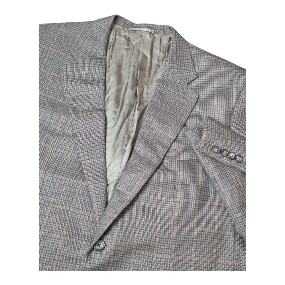 Saks Fifth Avenue Corneliani Italy Blazer Coat Herringbone Check Silk Men's 44 R